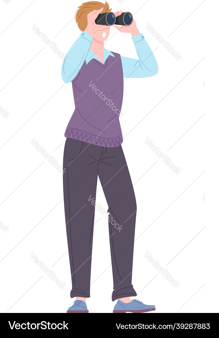Man Using Binoculars - Observation Concept vector image