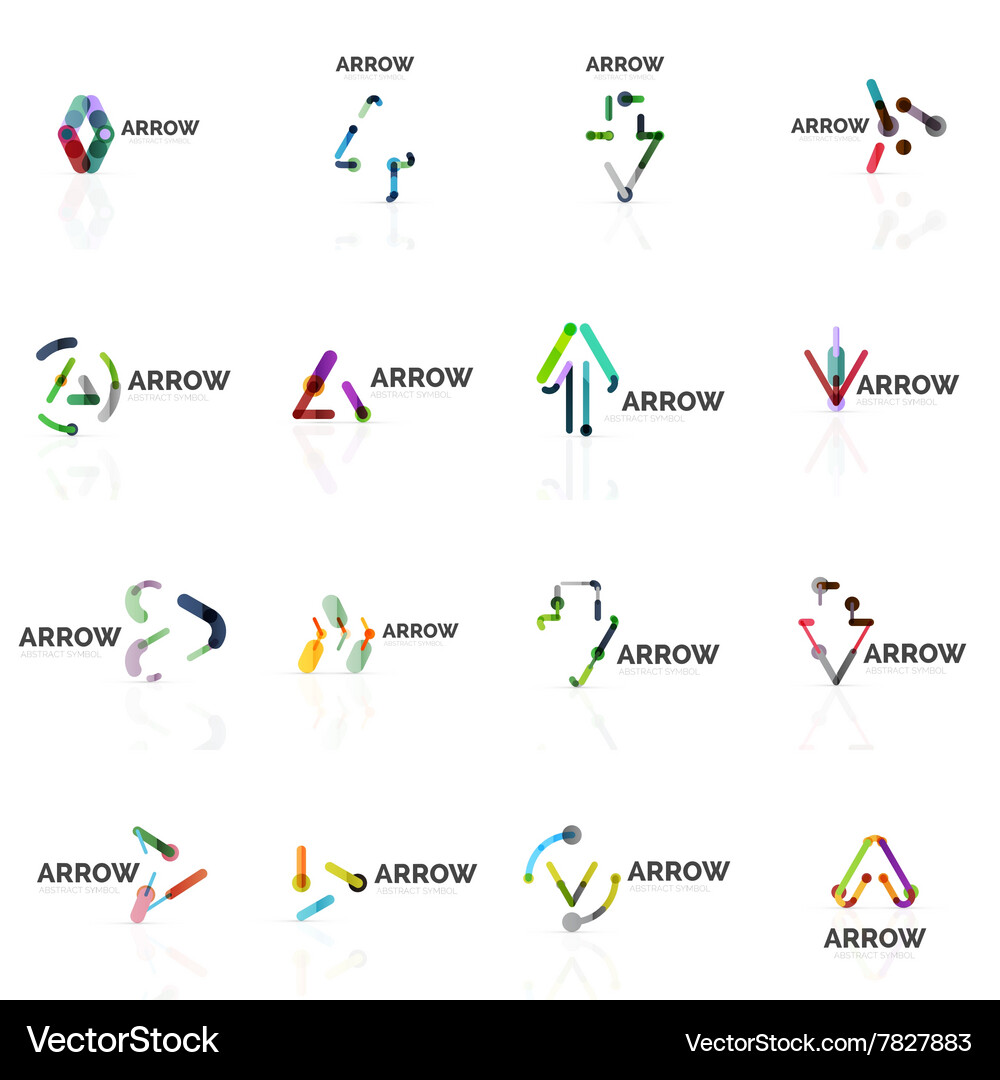 Set of linear arrow abstract logos connected Vector Image