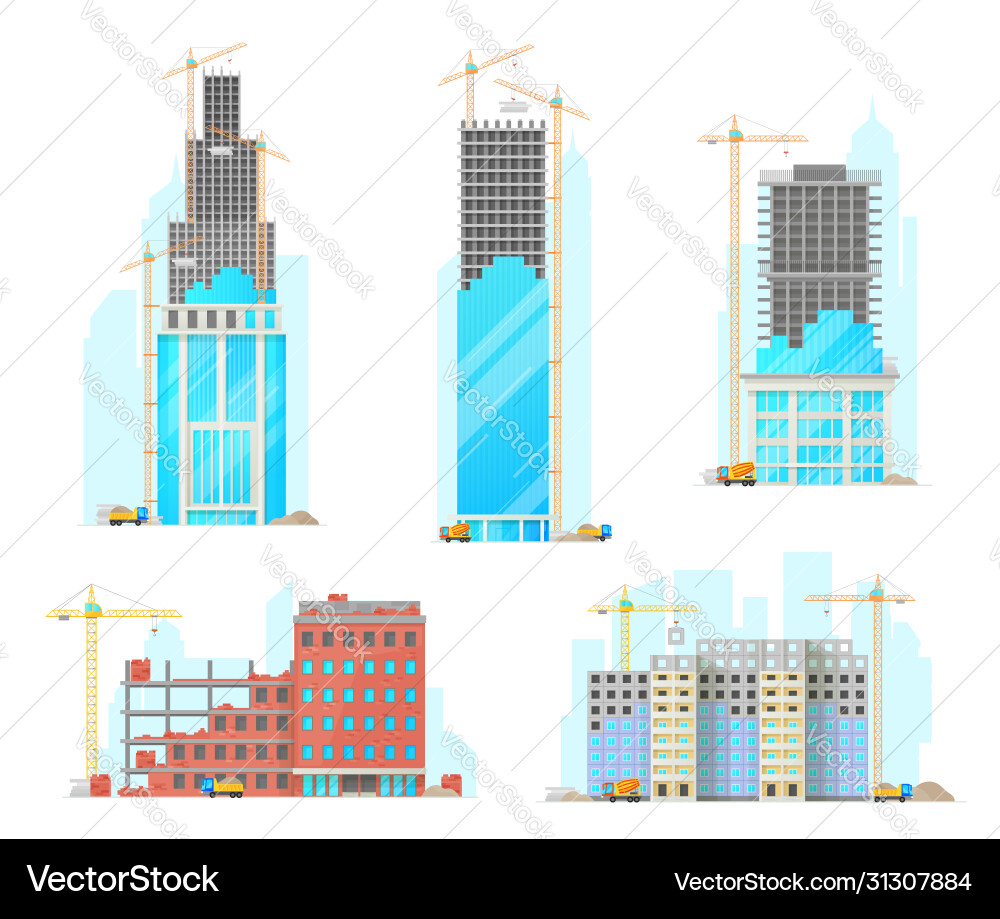 Building construction isolated icons Royalty Free Vector
