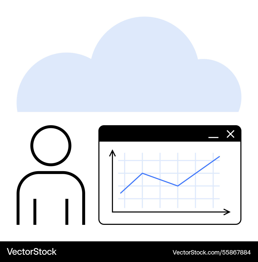 Cloud data analysis with user and growth chart Cloud data analysis with user and growth chart vector image
