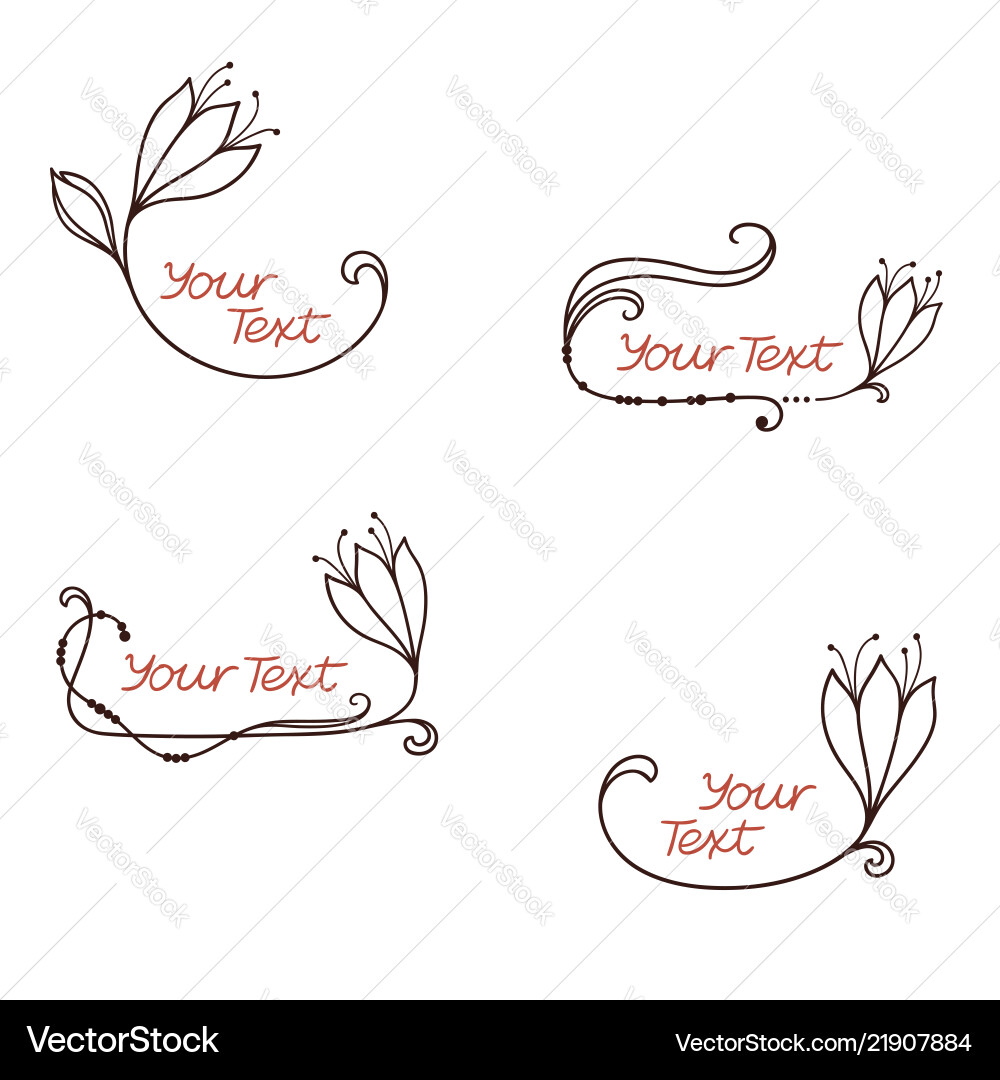 Floral Doodle Frames & Elemente Vektorbild