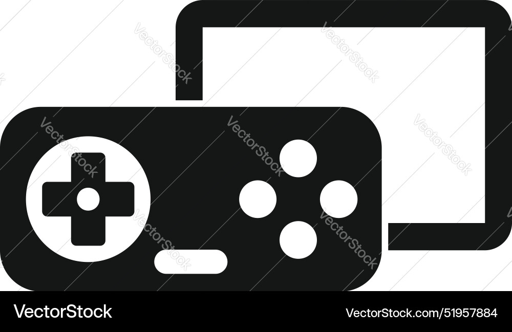 Game console connected to gamepad controller icon Game console connected to gamepad controller icon vector image