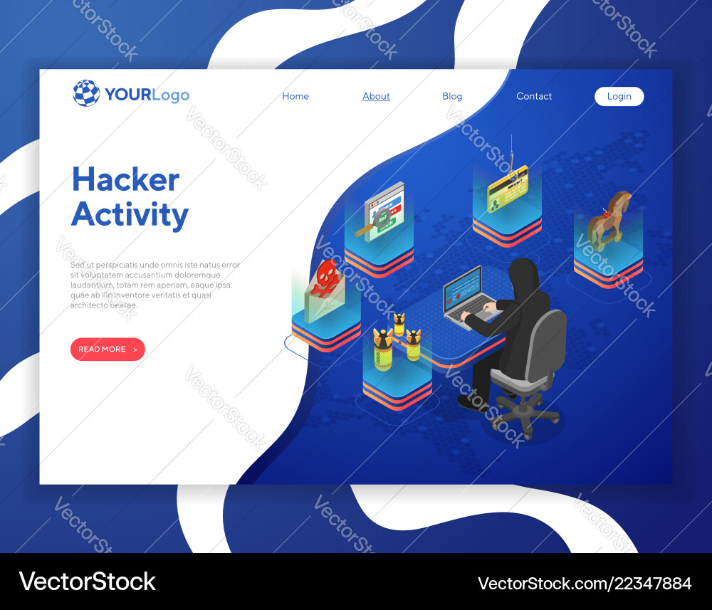 Hacker activity isometric concept Hacker activity isometric concept vector image