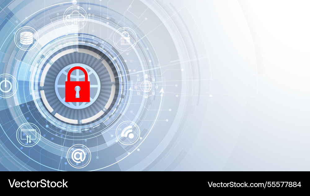 Lock symbol is protecting a data information flow Lock symbol is protecting a data information flow vector image