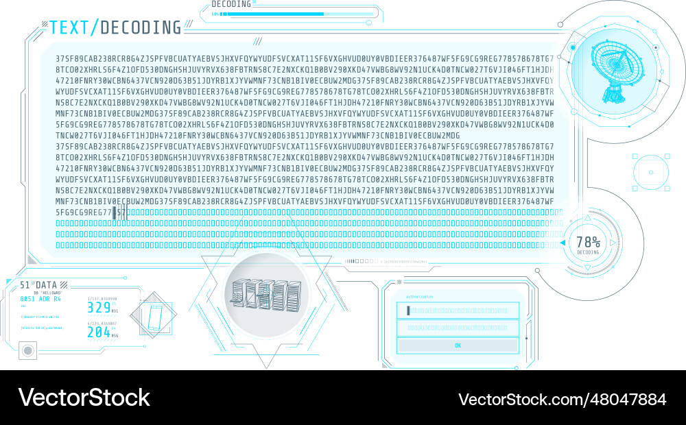 Radio telescope data processing interface Radio telescope data processing interface vector image