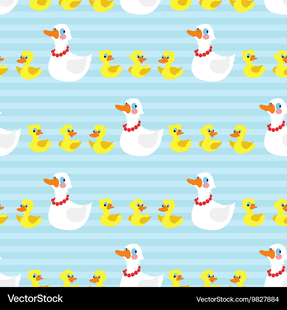 Seamless pattern with mother duck and ducklings Vector Image