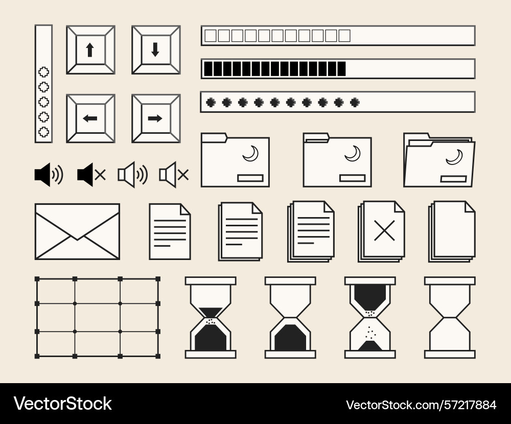 Set of retro computer interface design elements Set of retro computer interface design elements vector image