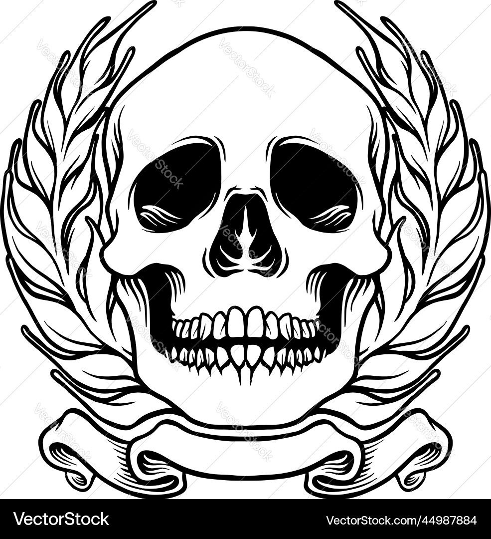 Skull wheat frame silhouette Skull wheat frame silhouette Vector Image