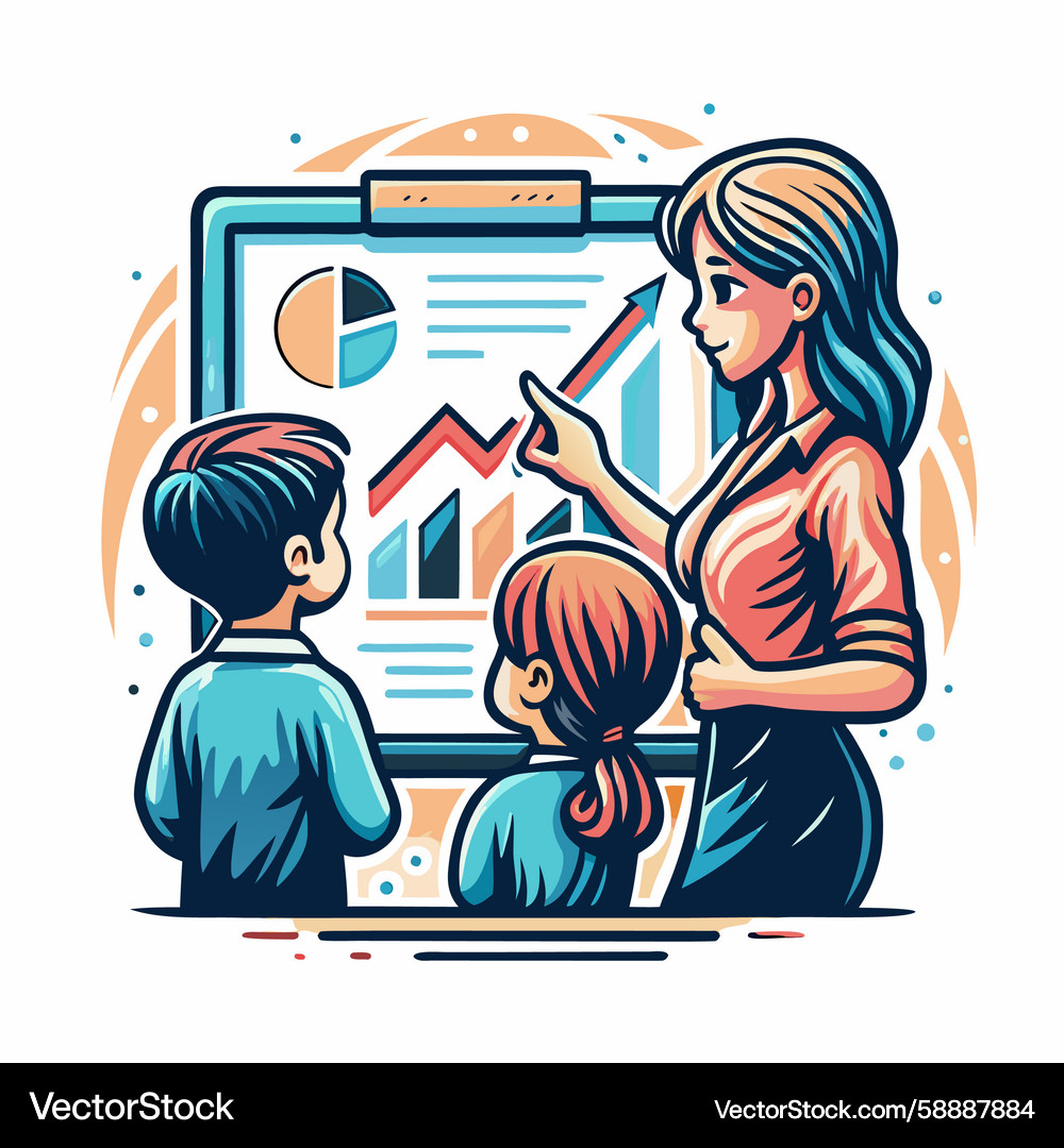 Student Learning with Graph Analysis Vector Image