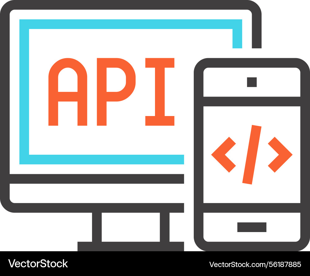 Api interface flat line web icon concept Api interface flat line web icon concept vector image