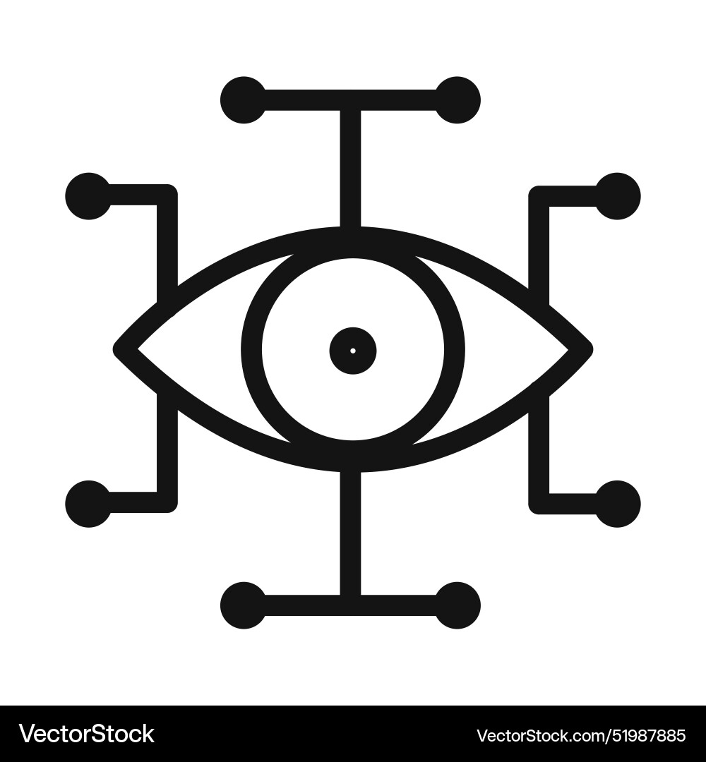 Bionic eye icon mark in filled style Royalty Free Vector