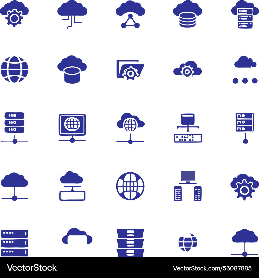 Collection of cloud computing and network vector image