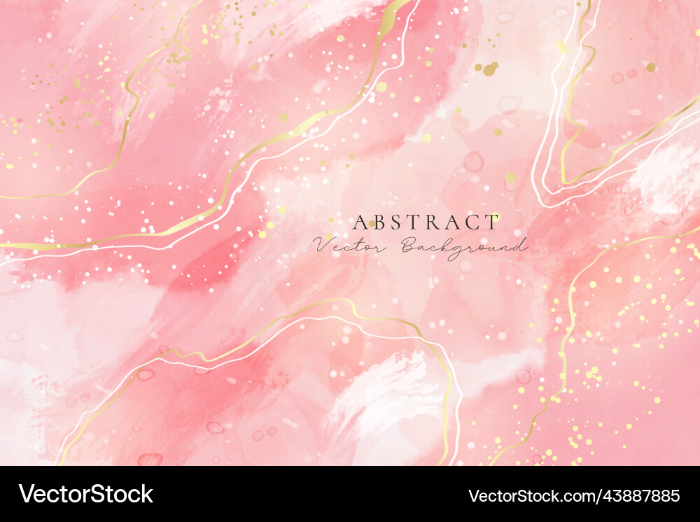Rose rosa flüssige Aquarell Hintergrund mit golden Rose rosa flüssige Aquarell Hintergrund mit golden vektorbild
