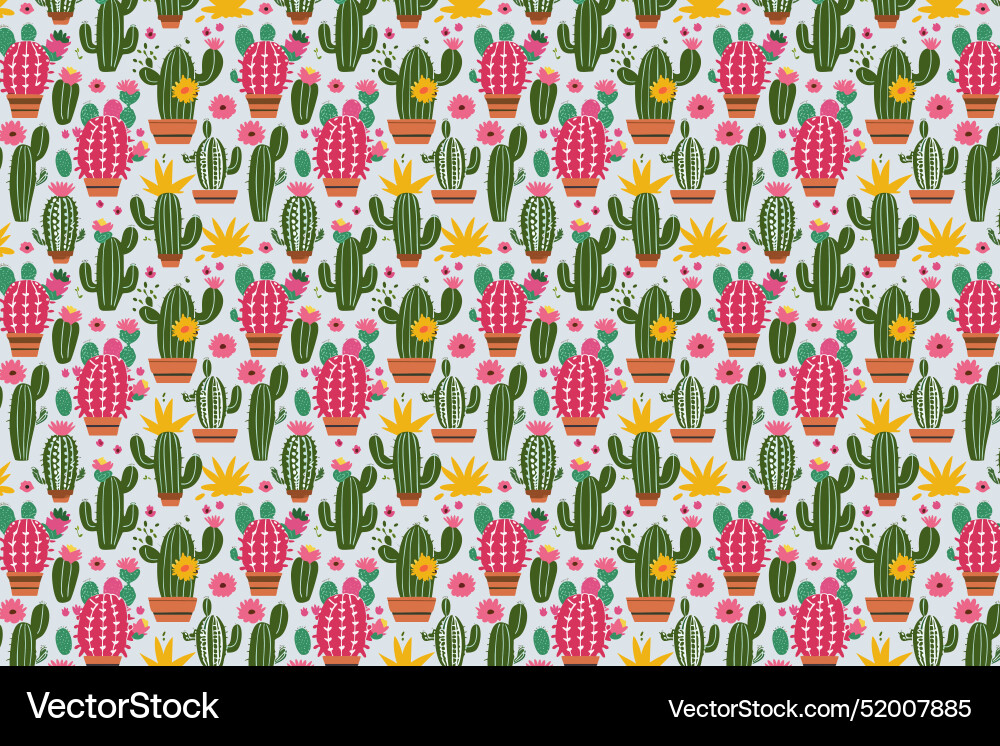Seamless pattern with cactuses and succulents Seamless pattern with cactuses and succulents vector image