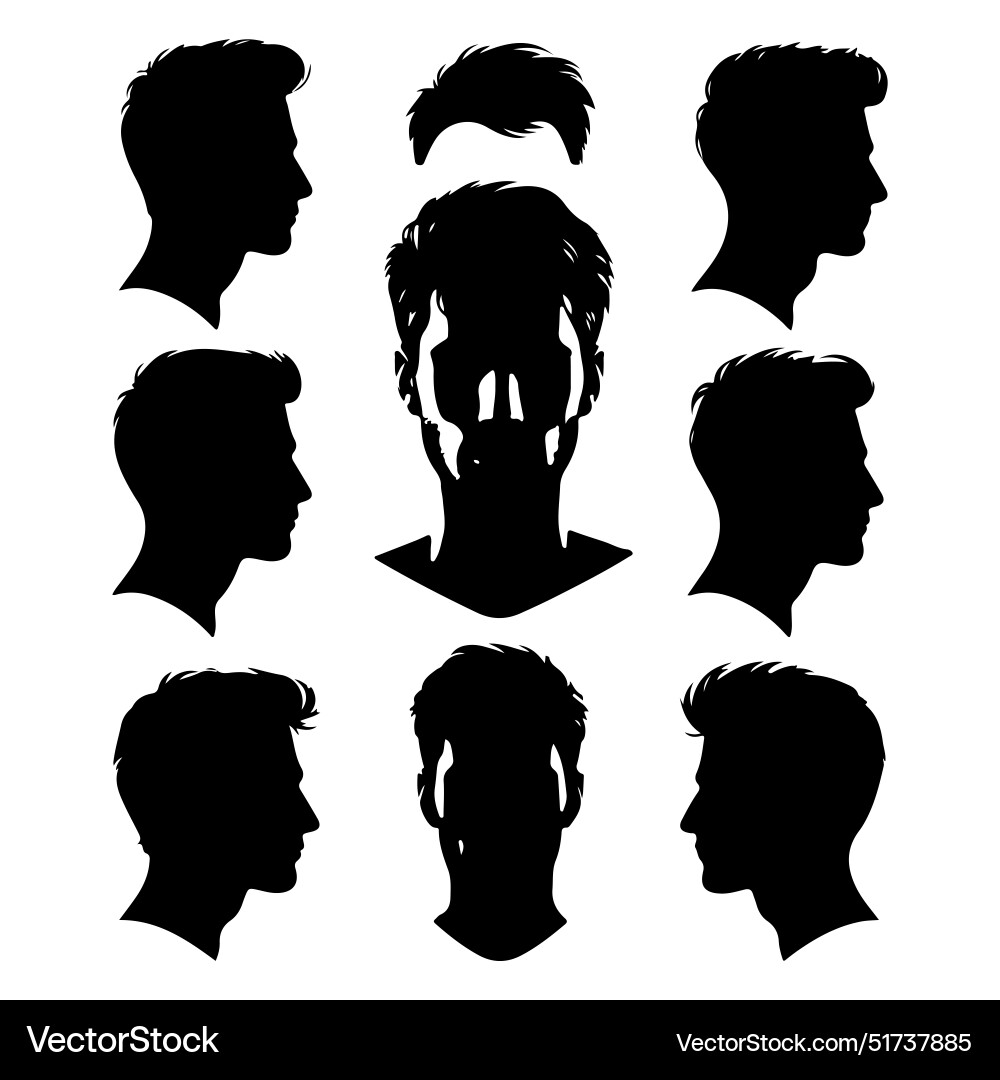 Silhouette set of a person head and shoulders Vector Image