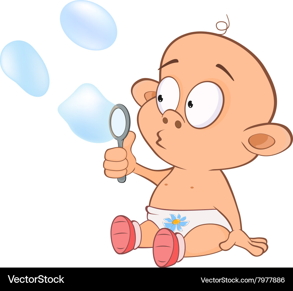 Adorable Boy Blowing Bubbles – Royalty-Free Vector | VectorStock, image size:1000x993