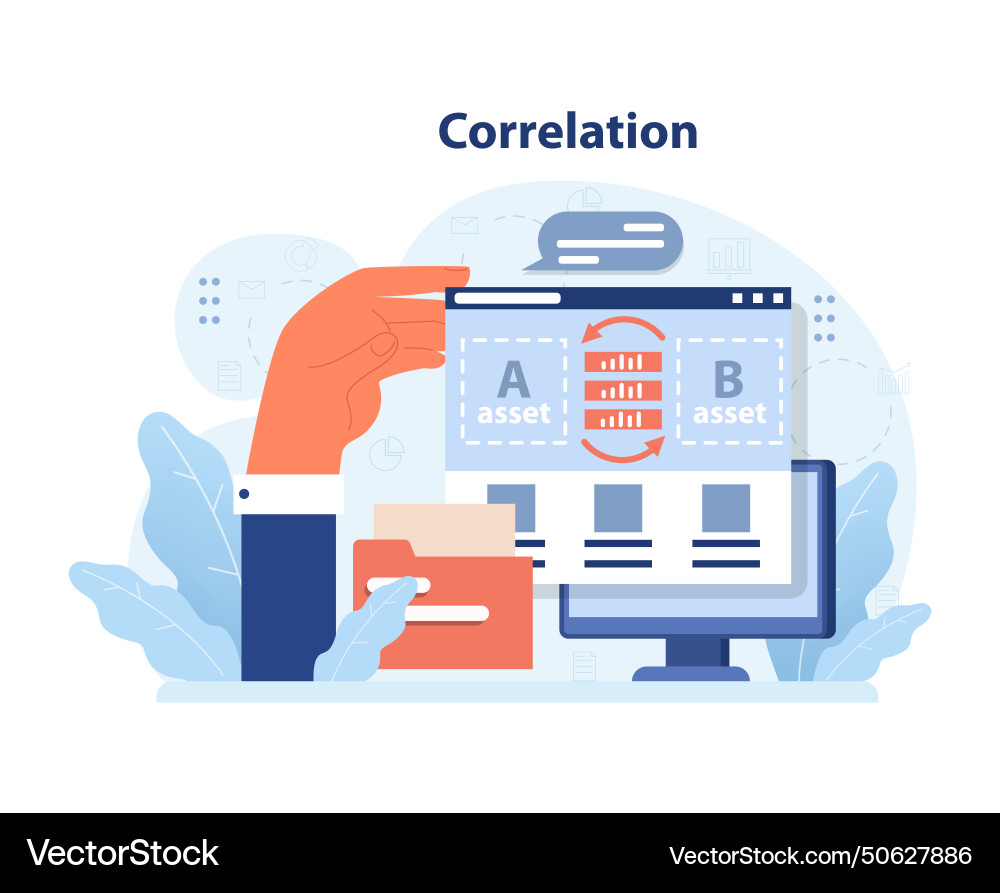 Analyzing diversification with correlation flat Analyzing diversification with correlation flat vector image