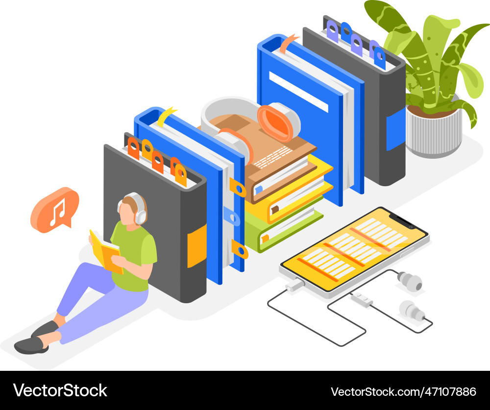Audio books chill composition Audio books chill composition vector image