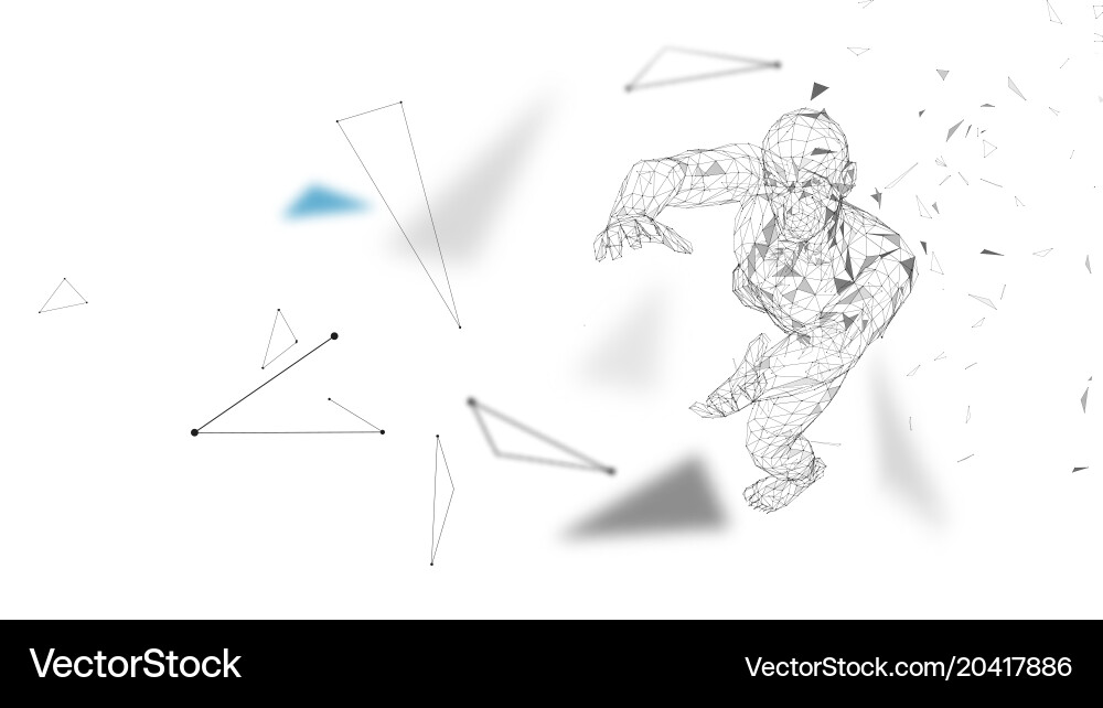 Conceptual abstract man with hands up connected vector image