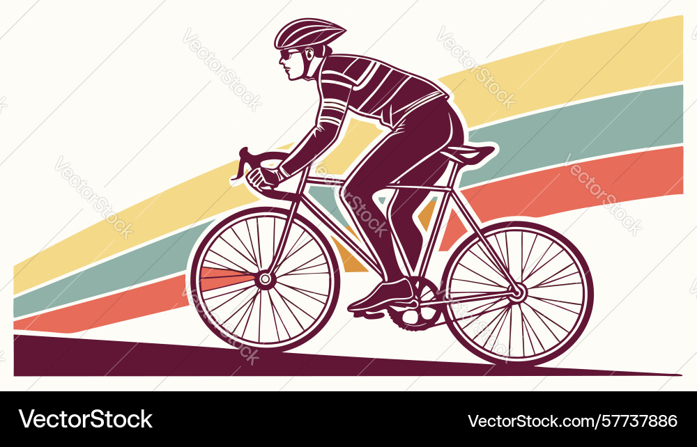 Dynamic cyclist in motion with bold abstract Vector Image