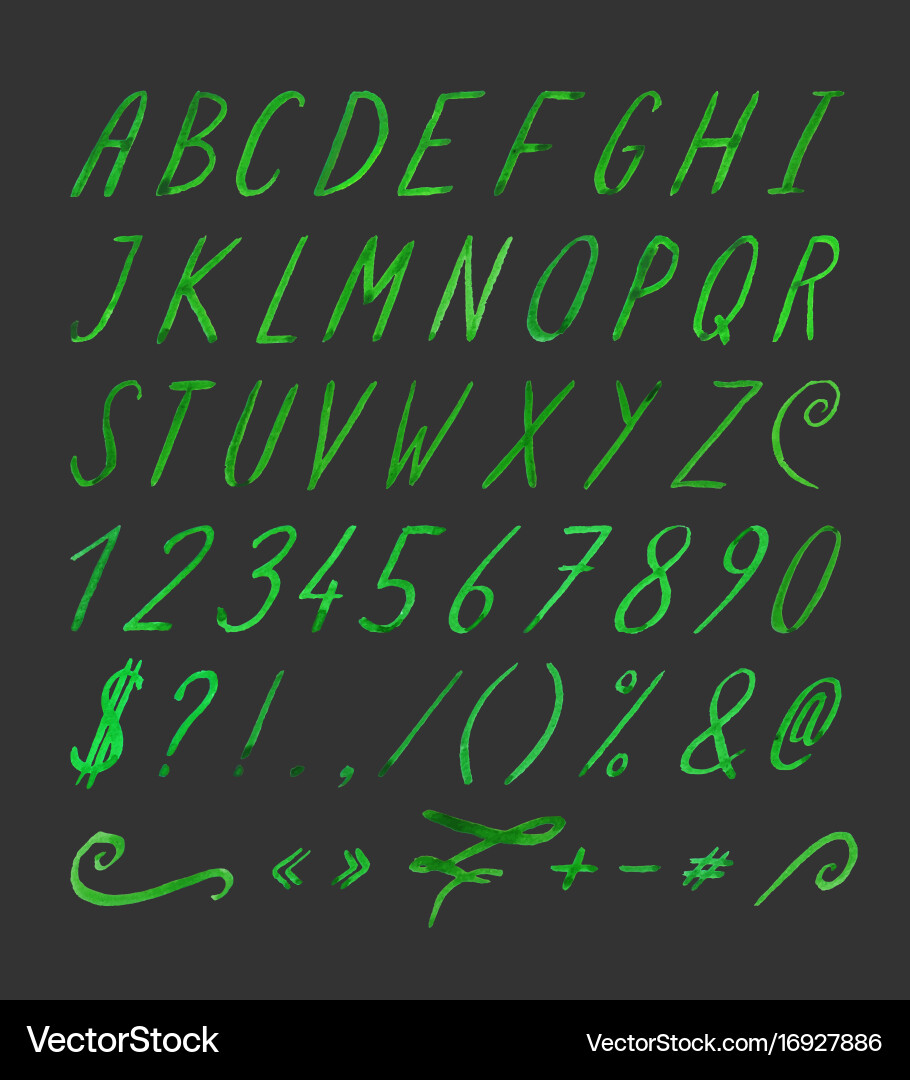 Handwritten font with punctuation marks Vector Image
