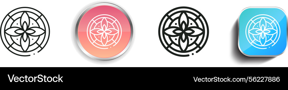 Mandala icon thin linear regular and button style vector image