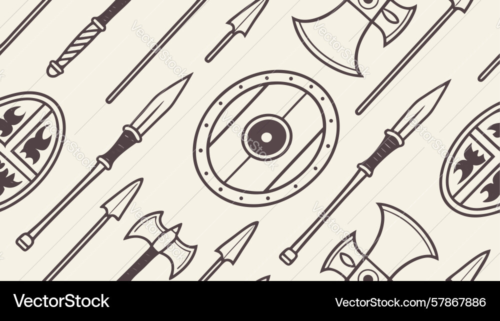 Medieval weapons shield seamless pattern design Vector Image