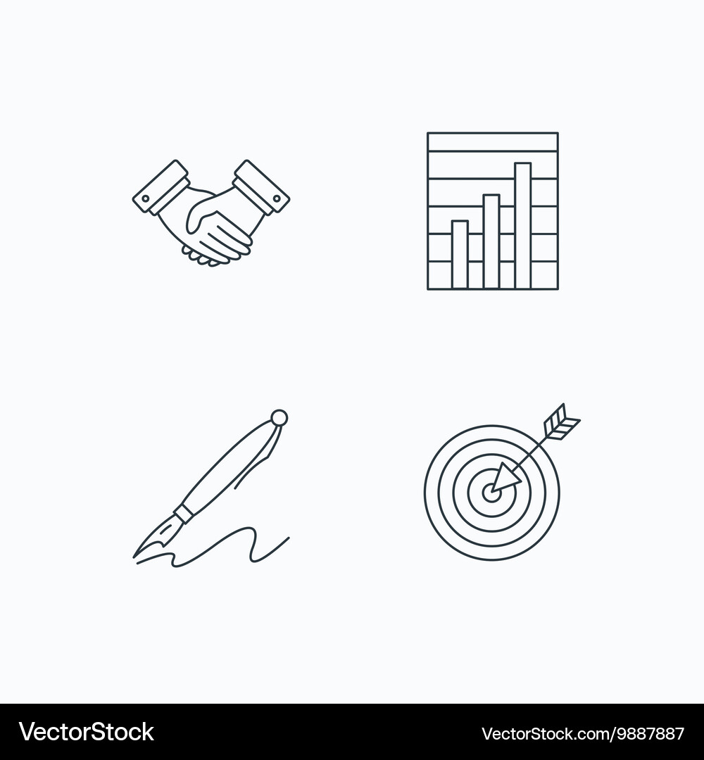 Handshake graph charts and target icons Vector Image
