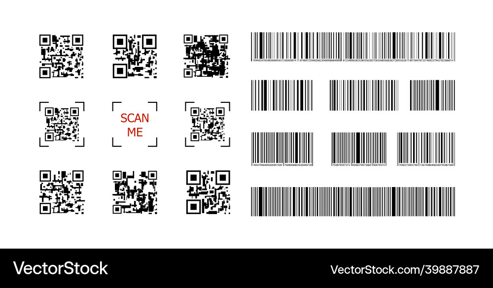 Set of qr codes scan me bar Set of qr codes scan me bar vector image