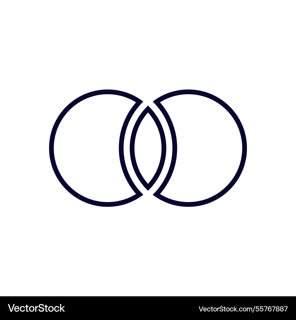Two circles intertwine within a larger circle Two circles intertwine within a larger circle Vector Image