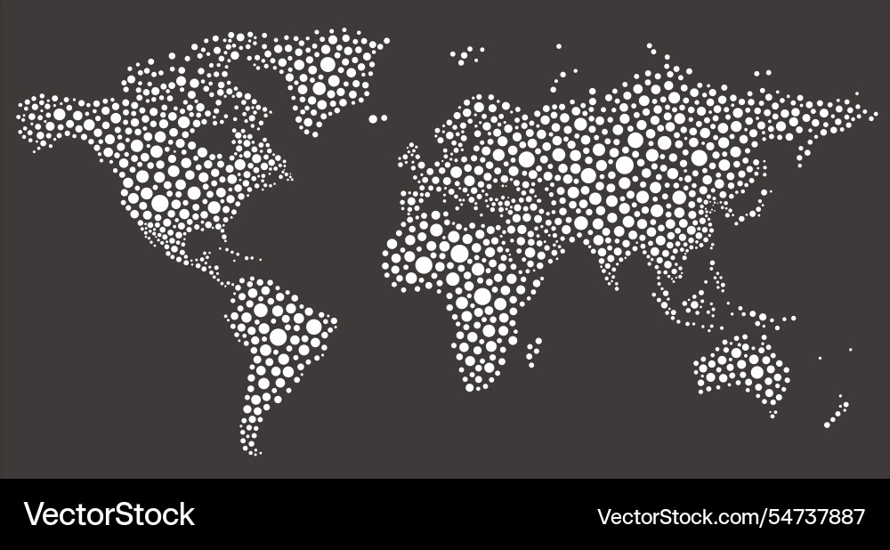 World map composed of different sizes polka dots World map composed of different sizes polka dots vector image