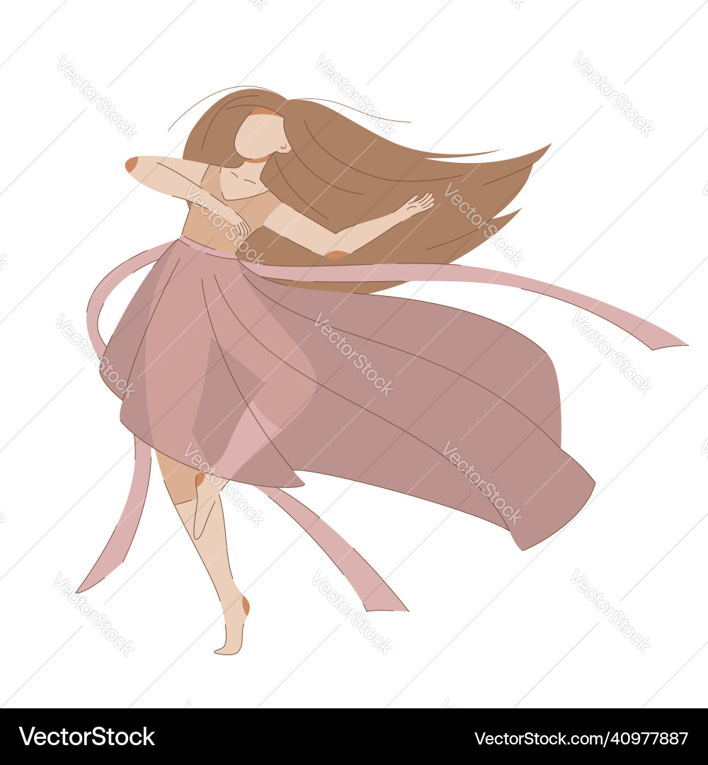 Young girl dancing modern dance nude color Young girl dancing modern dance nude color vector image