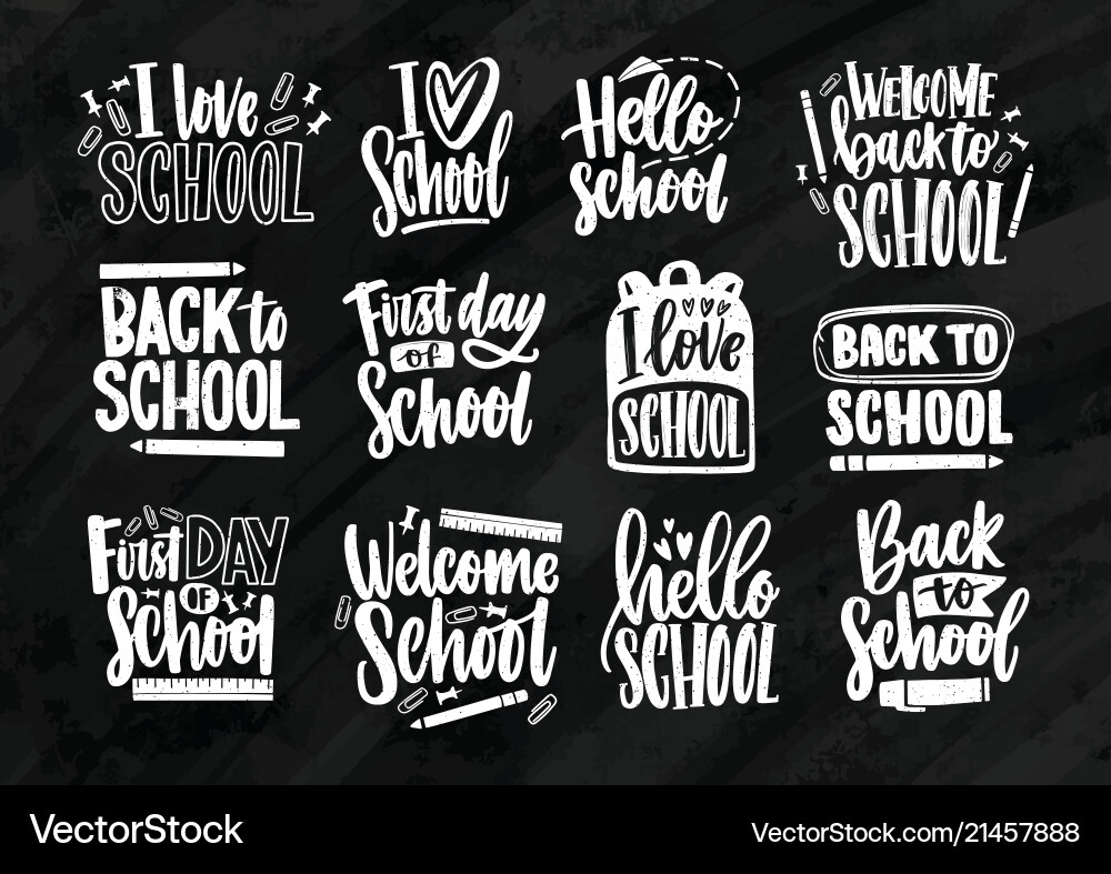 Back to School Lettering & Phrases Vector Image