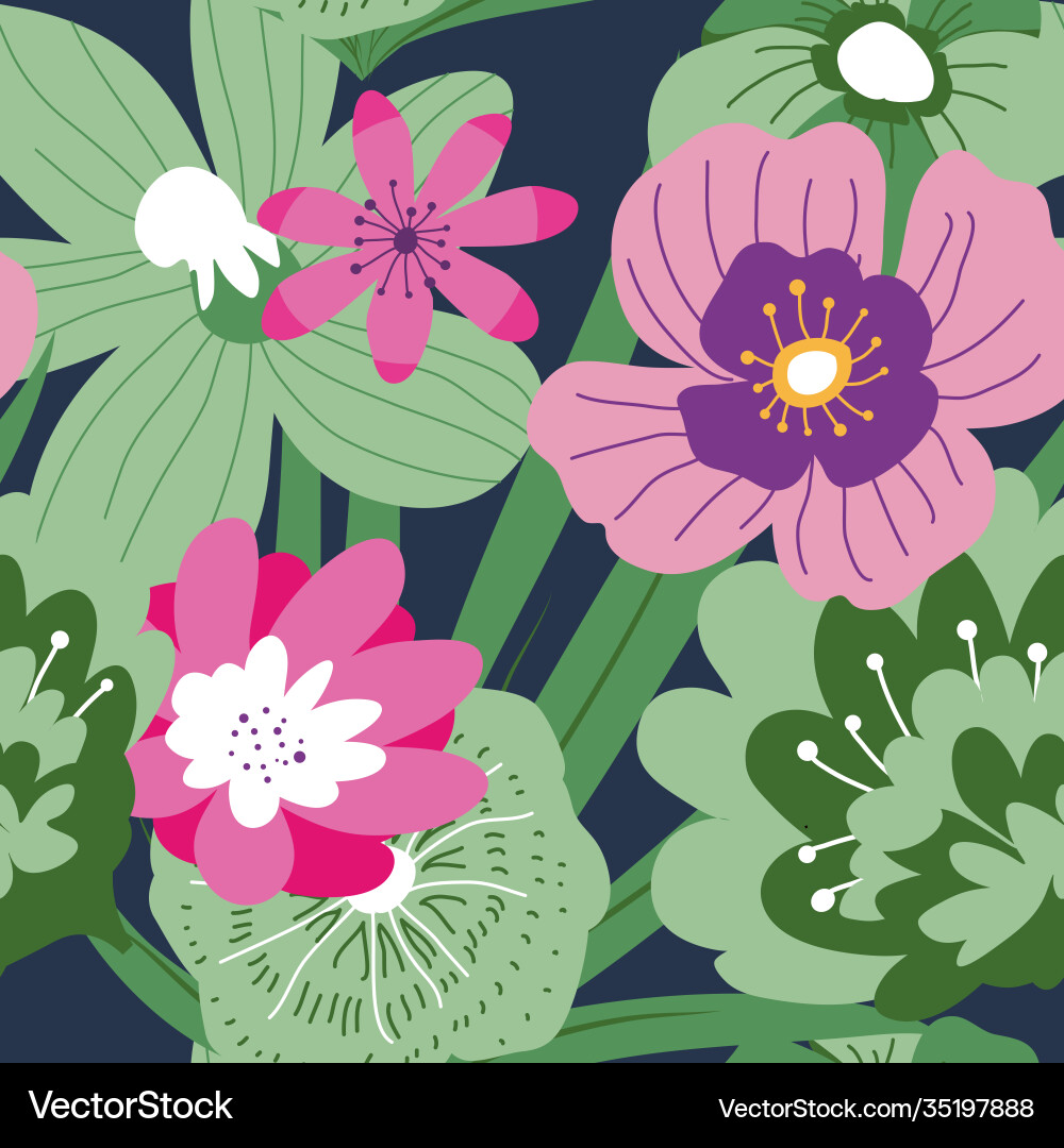 Tropical Floral Pattern Vector Image