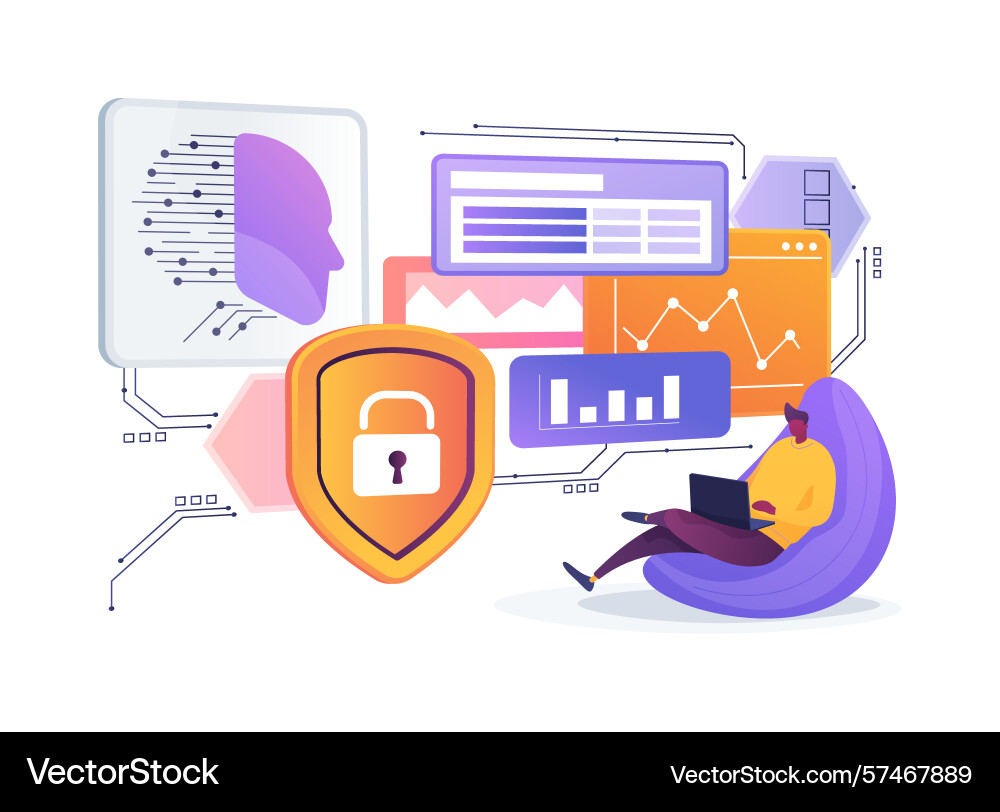 Ai-enhanced remote work security systems abstract Vector Image