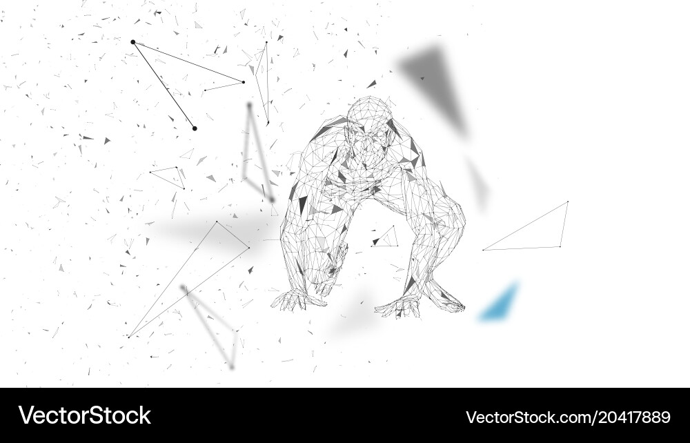 Conceptual abstract man getting ready to run vector image