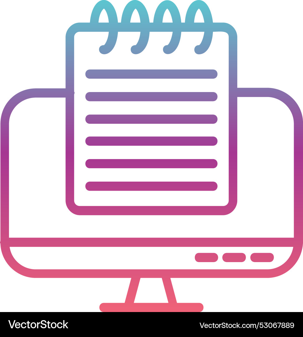 Desktop computer line gradient design vector image