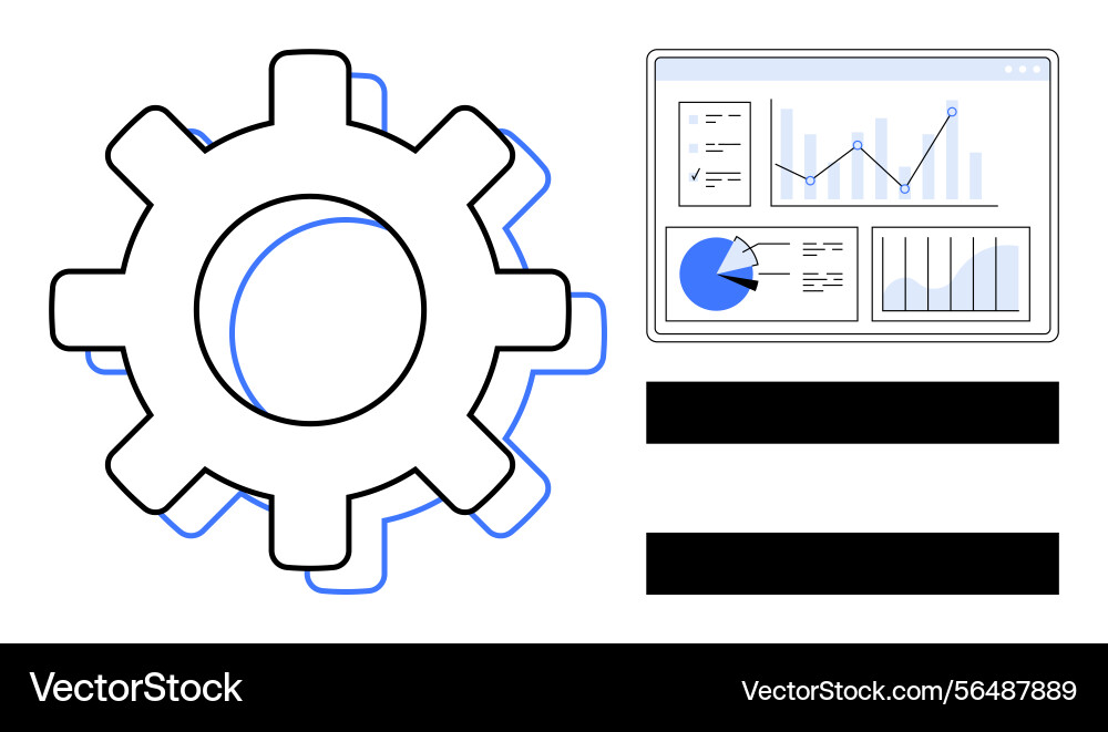 Gear with dashboard and analytics display Gear with dashboard and analytics display vector image