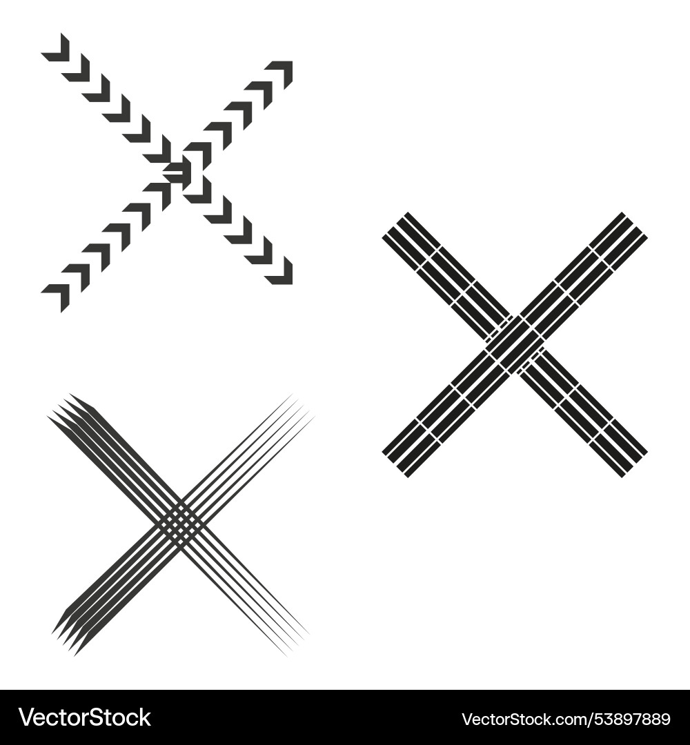 Geometric crossed lines in various patterns vector image