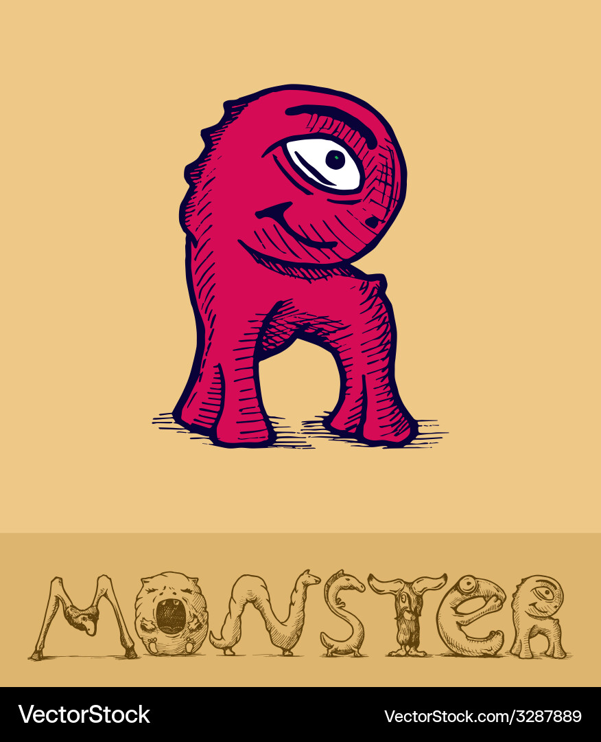 Monster Letter R Font Royalty Free Vector Image