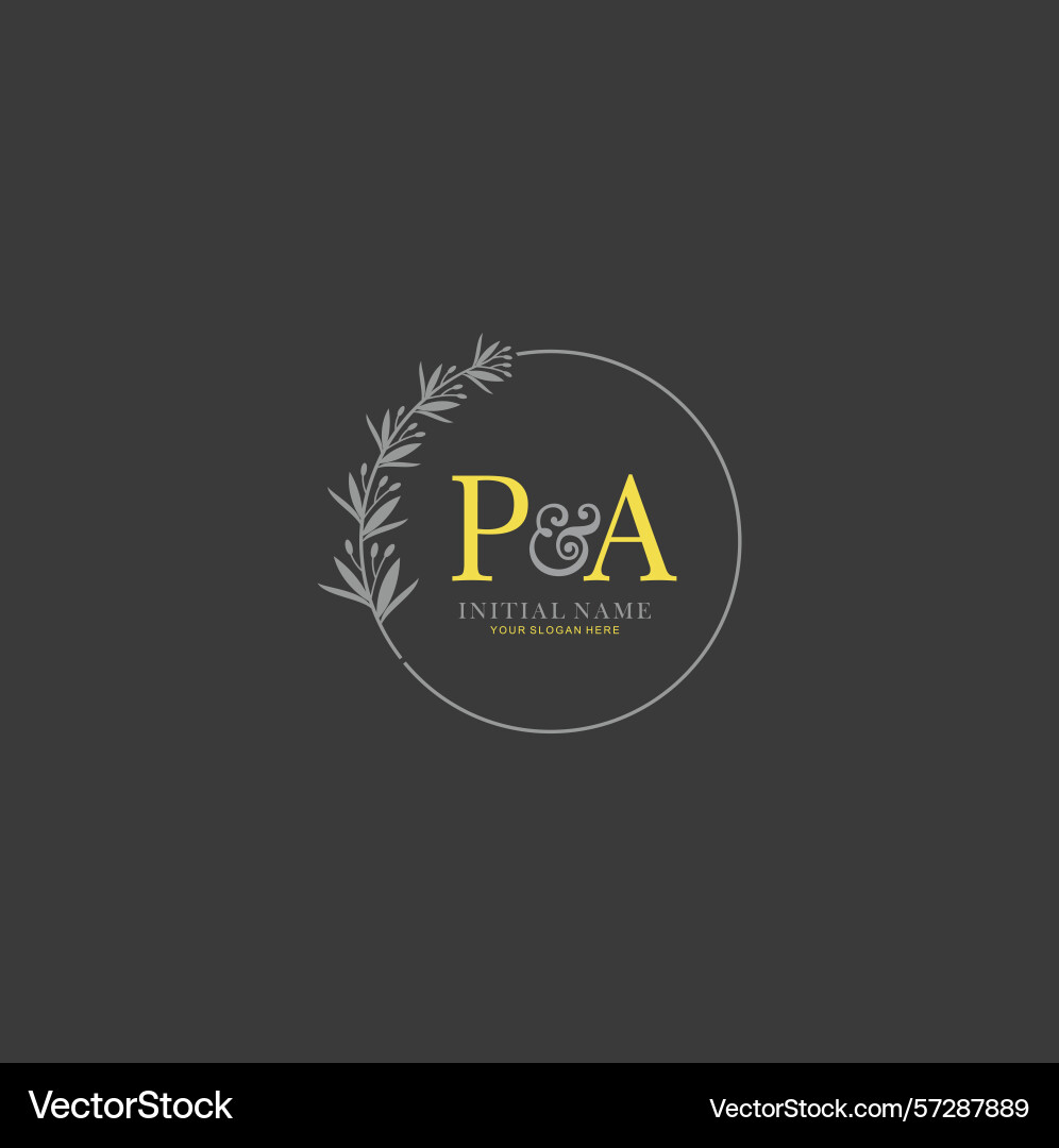 Pa initial logo templates with botanical elements Vector Image
