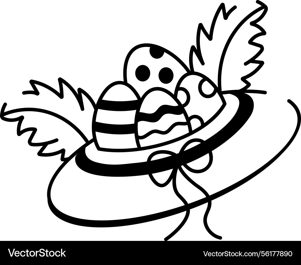 A doodle style icon of floral easter bonnet Vector Image