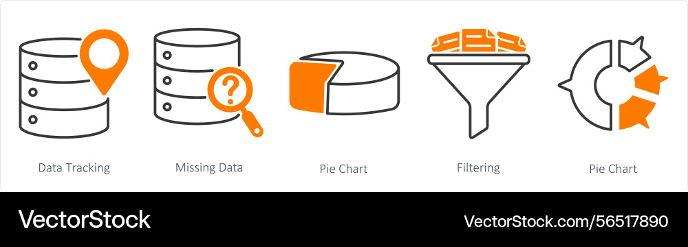 A set of 5 diagram icons as data tracking missing Vector Image