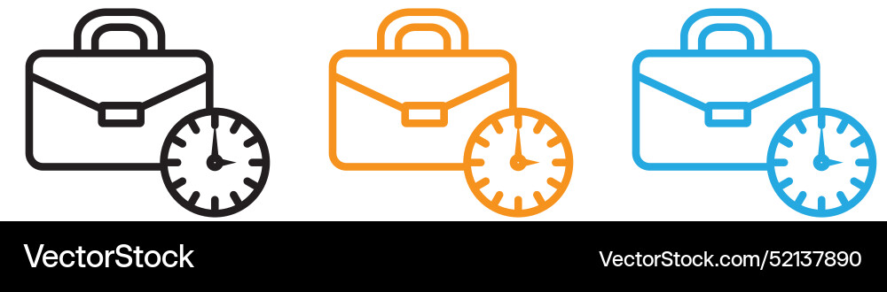 Briefcase with clock logo set collection for web Vector Image