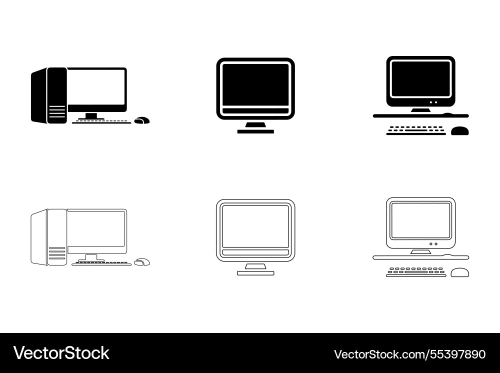 Desktop computer icons set Desktop computer icons set vector image