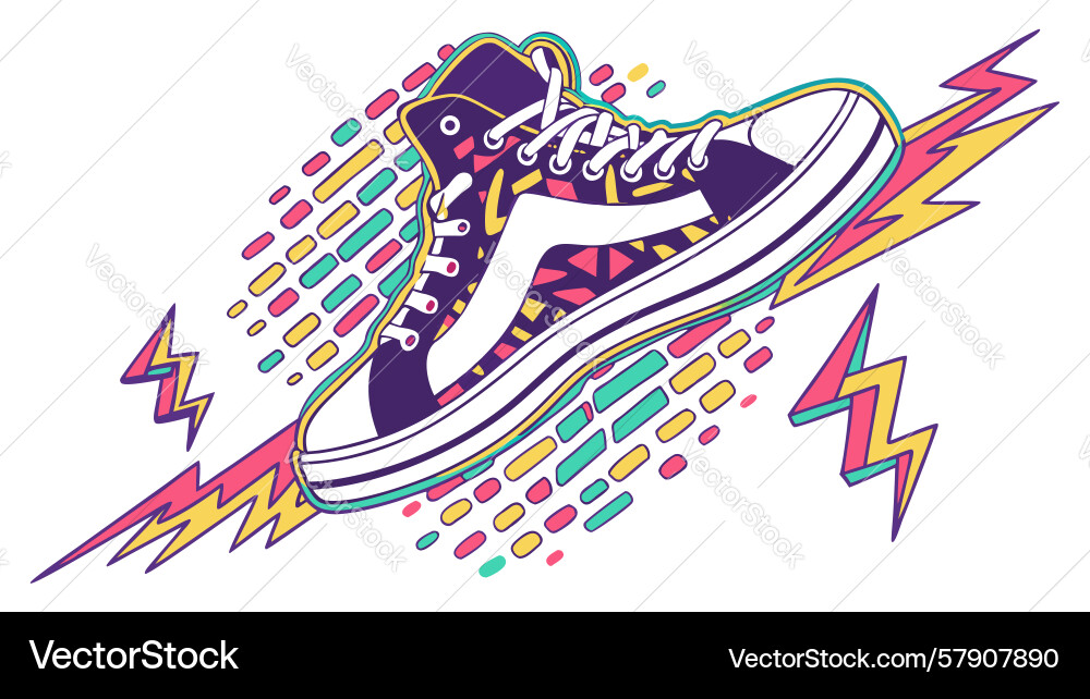 Dynamic running shoes with speed lines Vector Image