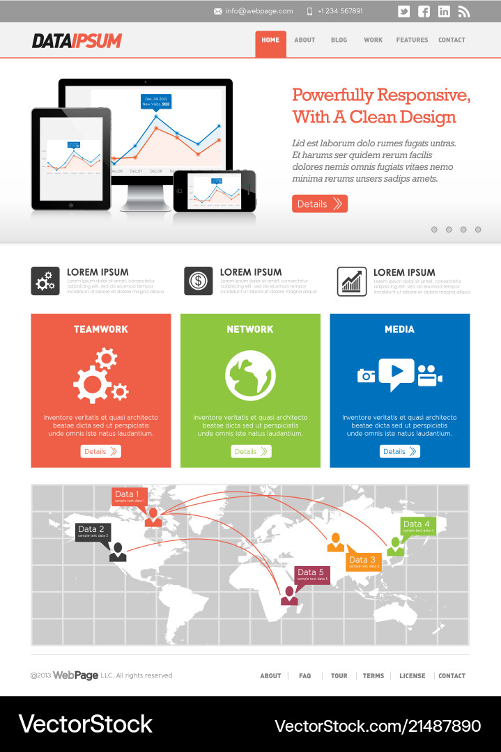 Front page web design template vector image