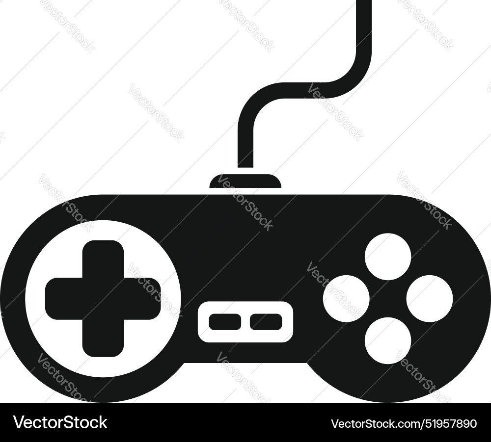 Gamepad with wire connecting and controlling vector image