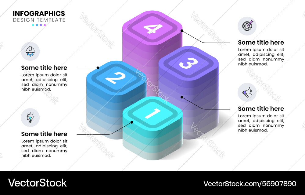 Infographic template isometric columns with 4 vector image