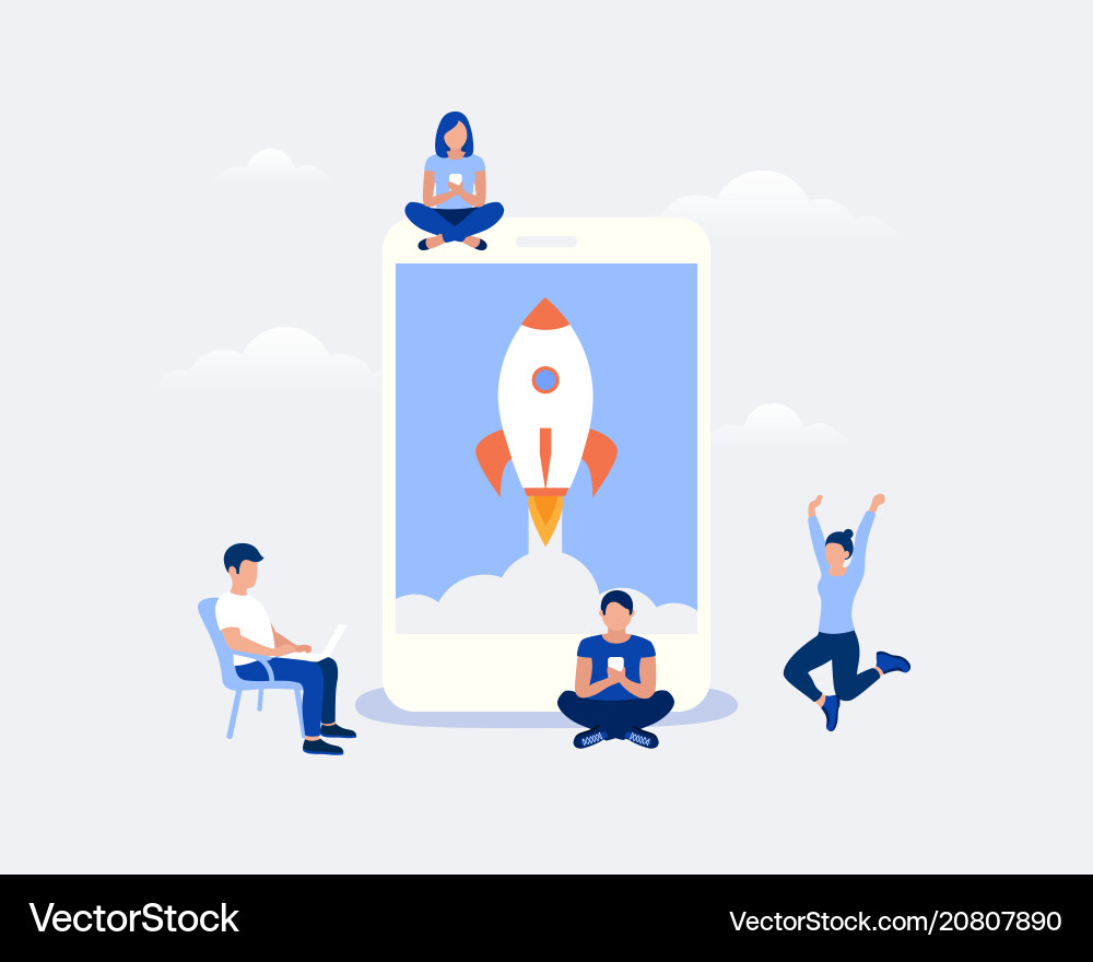 Mobile App Launch Concept vector image